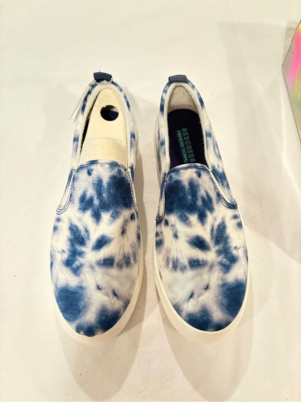 Skechers Blue & White Tie-Dye Slip-On Sneakers